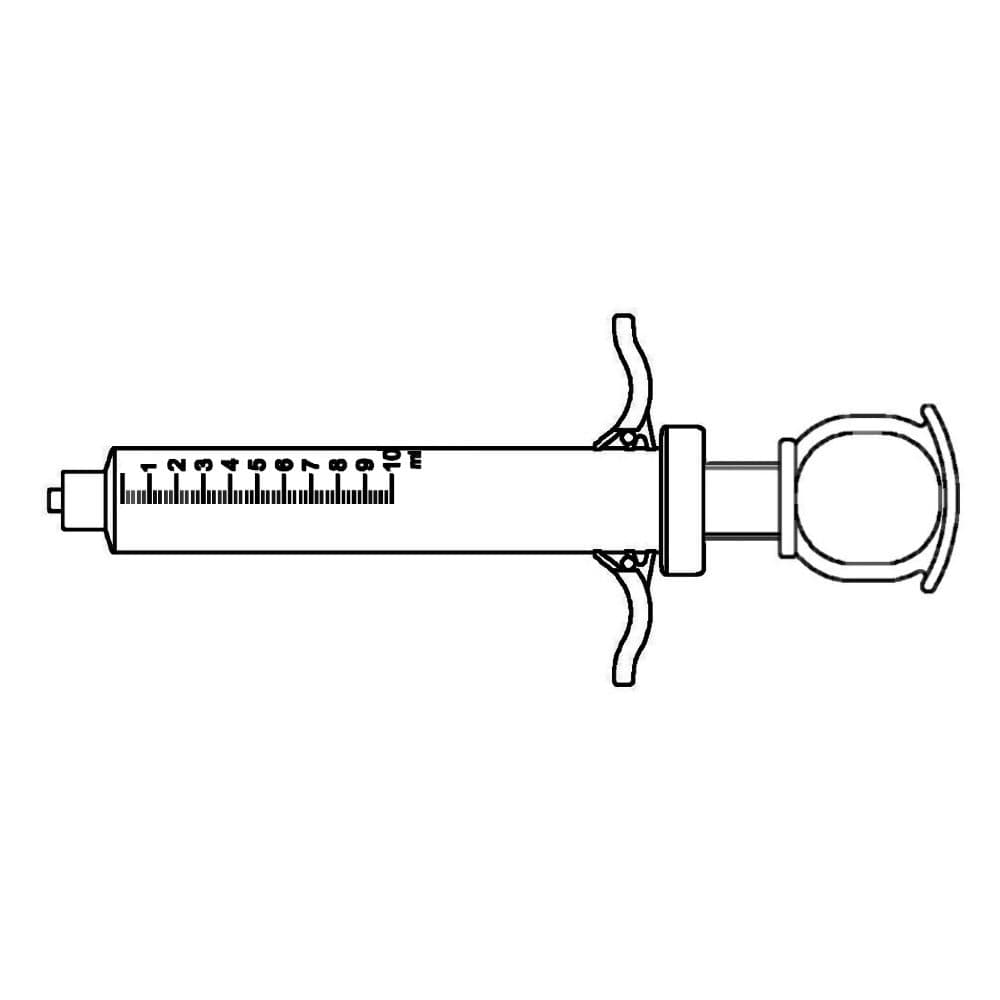 10 ml, Male Luer Lock, Thumb Ring / Finger Grip, PC (Polycarbonate), White