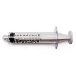 10 ml, White, PC (Polycarbonate), Male Luer Lock, Lidocaine