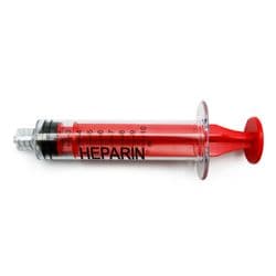 10 ml, Red, PC (Polycarbonate), Male Luer Lock, Heparin