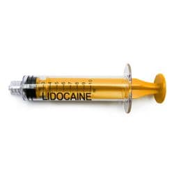 10 ml, Yellow, PC (Polycarbonate), Male Luer Lock, Lidocaine