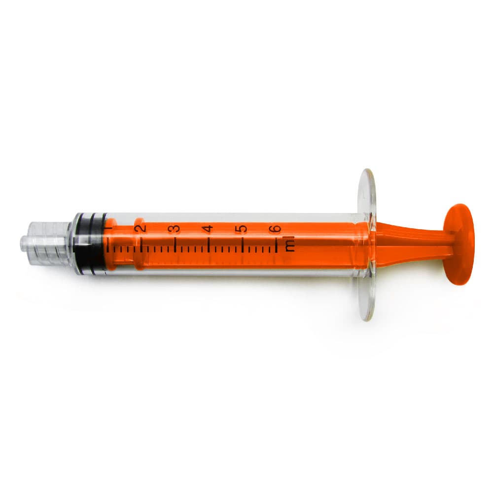 Farbcodierte Spritze 6ml, Luer Männlich - Lock, PC (Polycarbonate), Orange