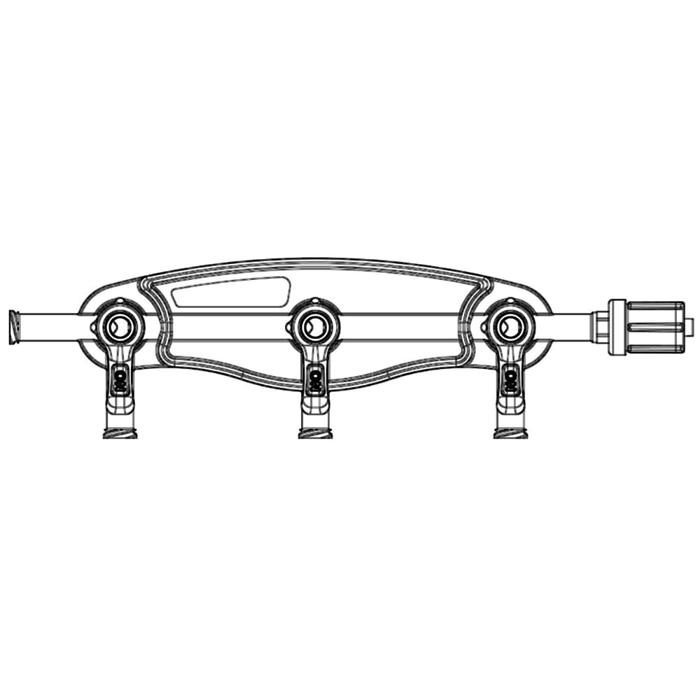 Hochdruck-Verteiler, 3-Wege, 600psi, Luer Weiblich / Luer Männlich - Drehbarer Adapter, EIN Griff, T-Form, Blau PC (Polycarbonate), Transparent, Right, ohne Kappen