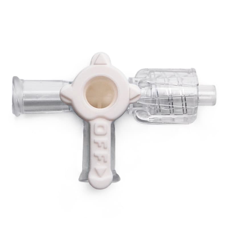 4-Wege Hahn, 500psi, Luer Weiblich zu Luer Männlich - Lock, AUS Griff, GXL, Weiß Kurzmutter, PC (Polycarbonate) Transparent, ohne Kappen