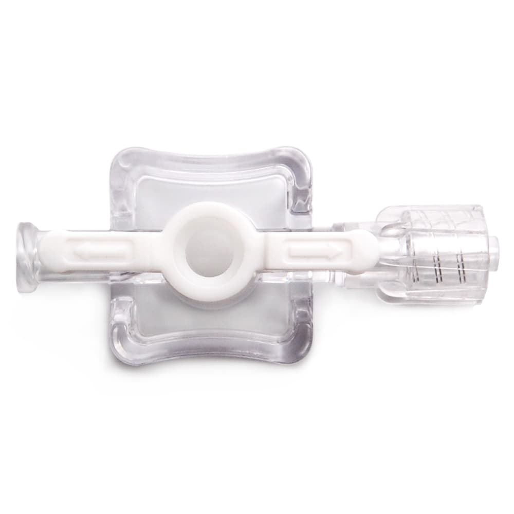 1-Wege Hahn, 1.200psi, Luer Weiblich zu Luer Männlich - Lock, 2-Arm Hohes Profil, Weiß PC (Polycarbonate) Transparent, ohne Kappen