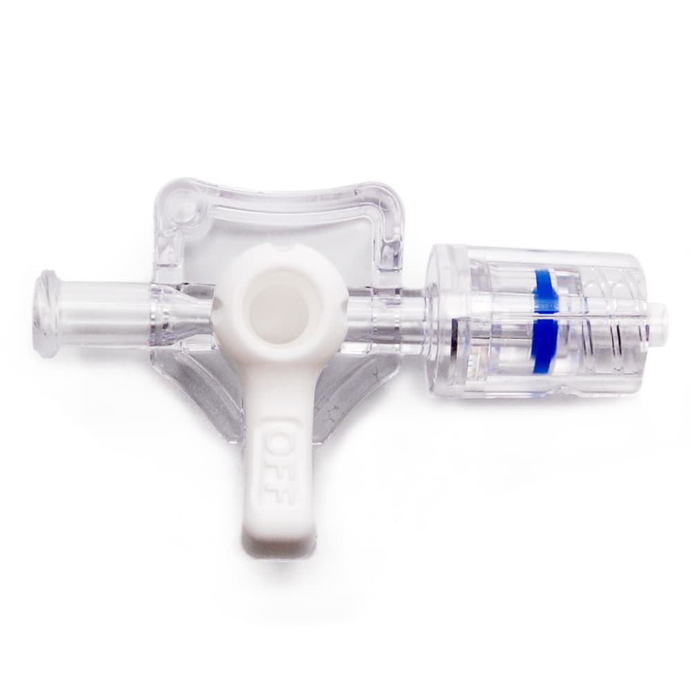 4-Wege Hahn, 1.200psi, Luer Weiblich zu Luer Männlich - Drehbarer Adapter, AUS Griff, Weiß PC (Polycarbonate) Transparent, ohne Kappen