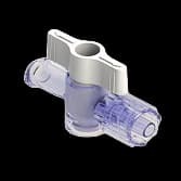 1-Wege Hahn, 29psi, Luer Weiblich zu Luer Männlich - Lock, 2-Arm Hohes Profil, Weiß Großlumen, PC (Polycarbonate) - Strahlungsstabil Transparent, ohne Kappen