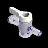 1-Wege Hahn, 29psi (2 bar), Luer Weiblich zu Luer Männlich - Slip, EIN Griff, 1-Arm, Weiß Großlumen, PC (Polycarbonate) Transparent, ohne Kappen