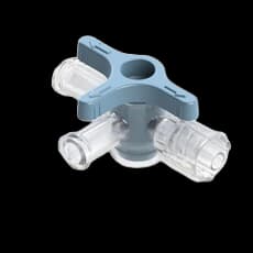4-Wege Hahn, 29psi, Luer Weiblich zu Luer Männlich - Lock, EIN Griff, T-Form, Blau Großlumen, PC (Polycarbonate) Transparent, ohne Kappen