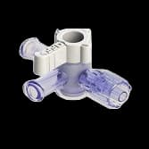 4-Wege Hahn, 29psi (2 bar), Luer Weiblich zu Luer Männlich - Lock, AUS Griff, GXL, Weiß Großlumen, PC (Polycarbonate) - Strahlungsstabil Transparent, ohne Kappen