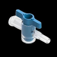 1-Way Stopcock, 43psi (3 bar), Luer Female to Luer Male - Slip, 2-Arm Low Profile, Blue PC (Polycarbonate) Clear, w/o Caps