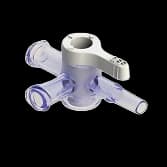 3-Way Stopcock, 43psi (3 bar), Luer Female to Luer Male - Slip, OFF Handle, Long Arm, Low Profile, White PC (Polycarbonate) - Radiostable Clear, w/o Caps