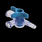 4-Wege Hahn, 29psi, Luer Weiblich zu Luer Männlich - Slip, EIN Griff, T-Form, Blau PC (Polycarbonate) - Strahlungsstabil Transparent, ohne Kappen