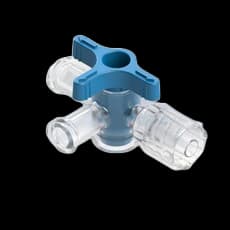 4-Wege Hahn, 43psi (3 bar), Luer Weiblich zu Luer Männlich - Lock, EIN Griff, T-Form, Blau PC (Polycarbonate) Transparent, ohne Kappen