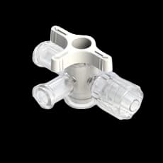 4-Wege Hahn, 43psi (3 bar), Luer Weiblich zu Luer Männlich - Lock, EIN Griff, T-Form, Weiß PC (Polycarbonate) Transparent, ohne Kappen