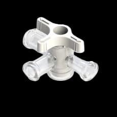 4-Wege Hahn, 43psi (3 bar), Luer Weiblich zu Luer Weiblich, EIN Griff, T-Form, Weiß PC (Polycarbonate) Transparent, ohne Kappen