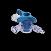 4-Wege Hahn, 29psi, Luer Weiblich zu Schlauchtasche 4,1mm (.161") OD, EIN Griff, T-Form, Blau PC (Polycarbonate) - Strahlungsstabil Transparent, ohne Kappen