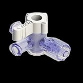 2-Wege Hahn, 43psi (3 bar), Luer Weiblich zu Luer Männlich - Lock, AUS Griff, GXL, Weiß PC (Polycarbonate) Transparent, ohne Kappen
