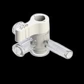 3-Way Stopcock, 29psi, Luer Female to Tube Pocket 2,8mm (.110") OD, OFF Handle, Long Arm, High Profile, White PC (Polycarbonate) Clear, w/o Caps