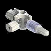 4-Wege Hahn, 43psi (3 bar), Luer Weiblich zu Luer Männlich - Lock, EIN Griff, T-Form, Weiß PSU (Polysulfone) Transparent, Mit 3 Kappen (Weiß/Weiß/Natur)