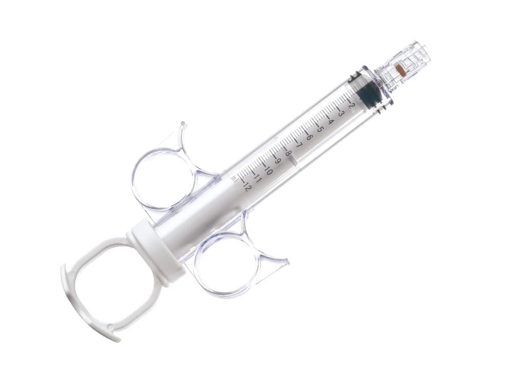 Control Syringe, 10ml, Luer Male - Lock, Palm Pad / Finger Plate, PC (Polycarbonate) White