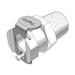 Female Thumb Latch - PMC/MC Series to  1/4" Male NPT Thread, Straight, Acetal, Shut-Off