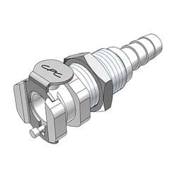 Female Thumb Latch - PMC/MC Series to  6,4mm (1/4") Tube Connection, Panel Mount, Acetal, Shut-Off