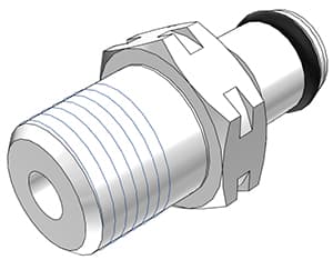 Straight, Thumb Latch - PMC/MC Series Male to NPT 1/8", Acetal White, 1/8" Flow, NSF Version, FDA Buna N O-Ring