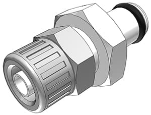 Straight, Thumb Latch - PMC/MC Series Male to PTF (Push to Fit) 6,4mm (1/4") OD, Acetal White, 1/8" Flow, NSF Version, FDA Buna N O-Ring