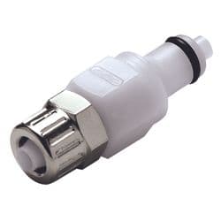 Male Thumb Latch - PMC/MC Series to  6,4mm (1/4") Tube Connection PTF (Push to Fit), Straight, Acetal, Shut-Off