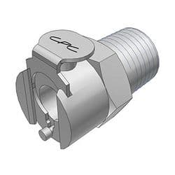 Female Thumb Latch - PMC/MC Series to  1/4" Male NPT Thread, Straight, Chrome Plated Brass, Shut-Off