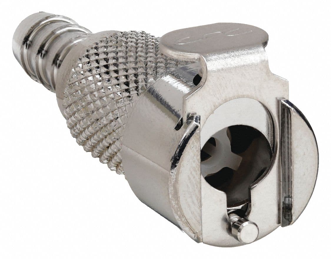 Straight, Thumb Latch - PMC/MC Series Female to Tube Fitment 6,4mm (1/4") ID, Chrome Plated Brass, 1/8" Flow, Metal Latch, NSF Version, FDA Buna N O-Ring