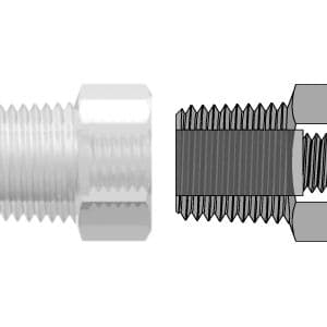 Straight Reducer, Male NPT Thread 1/8"-27 to Female UNF Thread (1/4"-28)