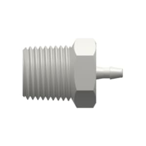Straight, NPT Male 1/8"-27 to 200 Series Barb 1,6mm (1/16") ID, PA (Polyamide) White