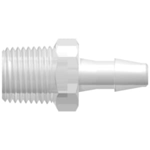 Straight, NPT Male 1/8"-27 to 200 Series Barb 4,0mm (5/32") ID, PP (Polypropylene) - Animal Free Natural