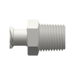 Female Luer Thread to Male NPT Thread 1/8"-27, Straight, PA (Polyamide), White