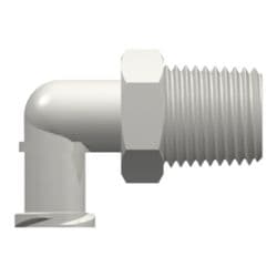 Female Luer Thread to Male NPT Thread 1/8"-27, Elbow, PA (Polyamide), White