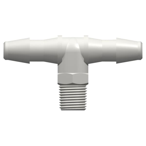 T, NPT Male 1/8"-27 to 200 Series Barb 6,4mm (1/4") ID, PA (Polyamide) White