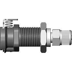 Female Thumb Latch - 20 Series to  4,0mm (5/32") Tube Connection PTF (Push to Fit), Panel Mount, Acetal, Open-Flow