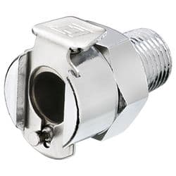 Female Thumb Latch - 20 Series to  1/8" Male NPT Thread , Straight, Chrome Plated Brass, Shut-Off