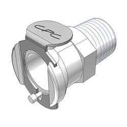 Female Thumb Latch - PLC/LC Series to  1/4" Male NPT Thread, Straight, Acetal, Shut-Off