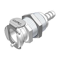 Female Thumb Latch - PLC/LC Series to  6,4mm (1/4") Tube Connection, Panel Mount, Acetal, Shut-Off