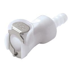 Female Thumb Latch - PLC/LC Series to  6,4mm (1/4") Tube Connection, Straight, Acetal, Shut-Off