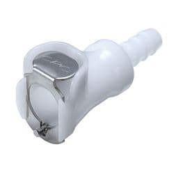 Female Thumb Latch - PLC/LC Series to  6,4mm (1/4") Tube Connection, Straight, Acetal, Open-Flow