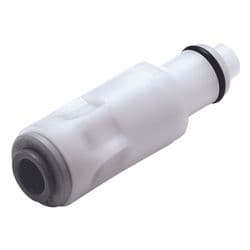 Male Thumb Latch - PLC/LC Series to  6,4mm (1/4") John Guest Tube Connection PTF (Push to Fit), Straight, Acetal, Shut-Off