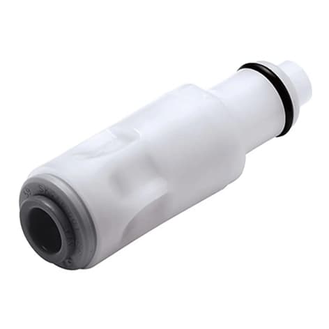 Straight, Thumb Latch - PLC/LC Series Male to Push-In Fitment 9,5mm (3/8") OD, Acetal White, 1/4" Flow, John Guest Tube Connection, NSF Version