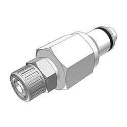 Male Thumb Latch - PLC/LC Series to  6,4mm (1/4") Tube Connection PTF (Push to Fit), Straight, Acetal, Shut-Off