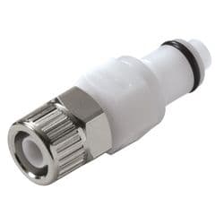 Male Thumb Latch - PLC/LC Series to  9,5mm (3/8") Tube Connection PTF (Push to Fit), Straight, Acetal, Shut-Off