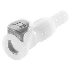 Female Thumb Latch - 30 Series to  6,4mm (1/4") Tube Connection, Straight, Acetal, Shut-Off