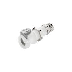 Female Thumb Latch - 30 Series to  6,4mm (1/4") Tube Connection PTF (Push to Fit), Panel Mount, Acetal, Shut-Off