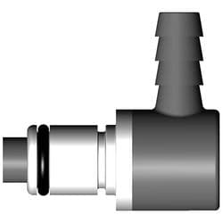 Male Thumb Latch - 40 Series to  6,4mm (1/4") Tube Connection, Elbow, Acetal, Shut-Off